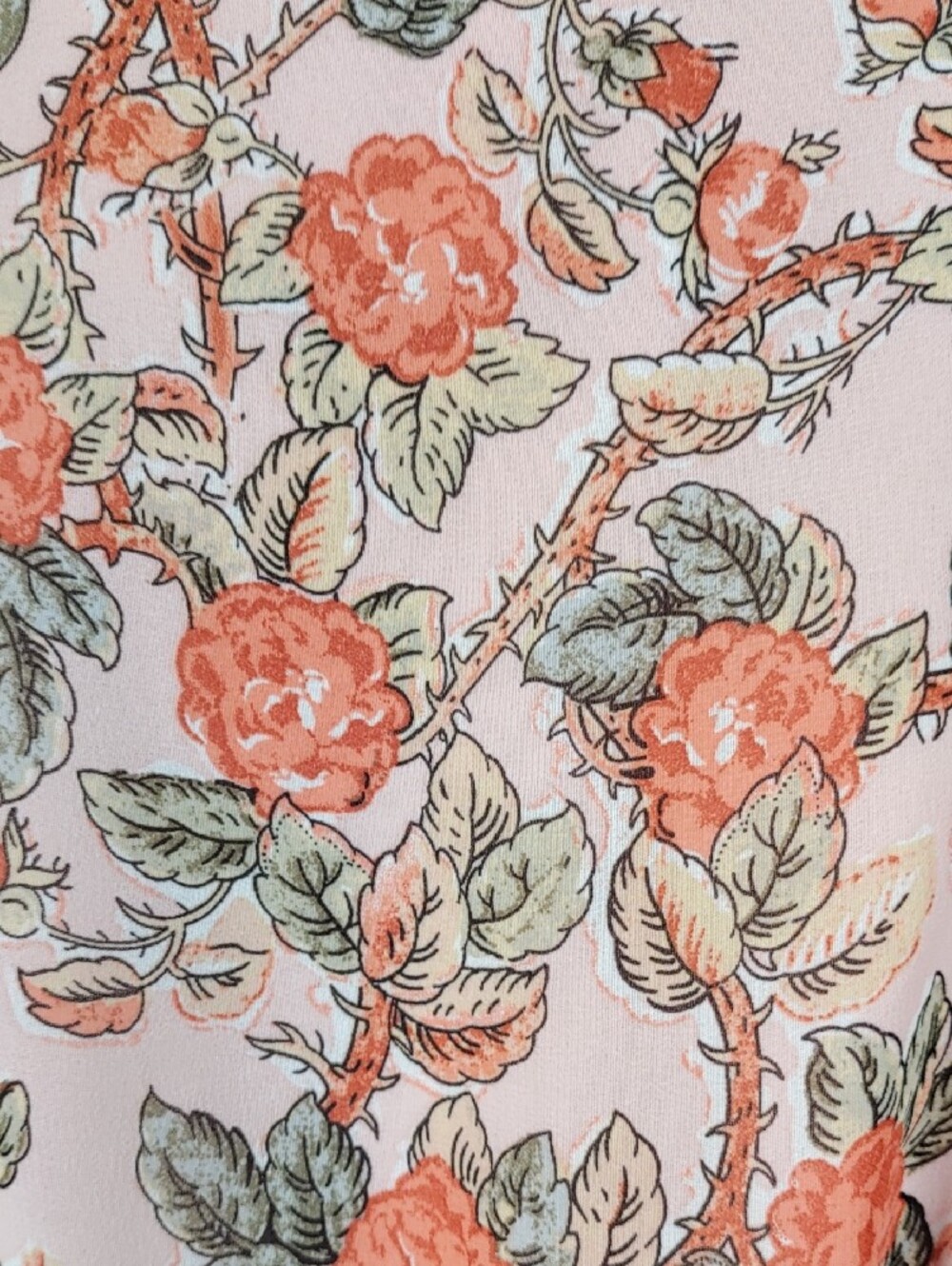 H192 Max Studio Peach & Rust Floral V-Neck Smocked Dress XL - Picture 10 of 13